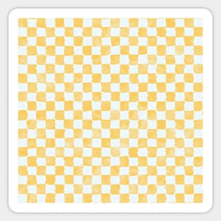 Buttery yellow watercolor checker pattern Sticker